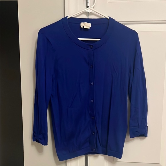 kate spade Tops - Kate Spade Cotton Cashmere Blend Blue Cardigan Medium